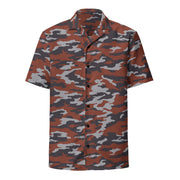 Flora Red Russian CAMO Unisex Short-Sleeve Button Shirt - Button-Up