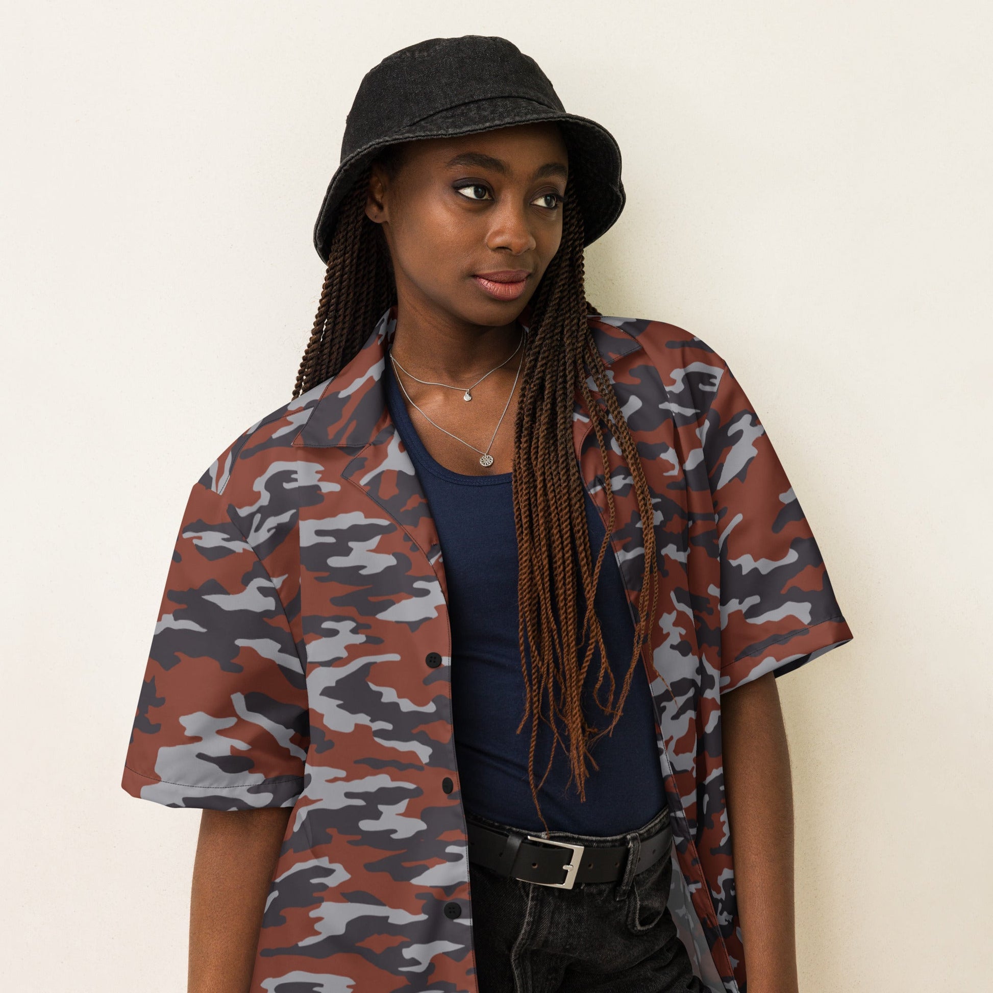 Russian Flora Red CAMO Unisex Short-Sleeve Button Shirt
