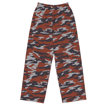 Russian Flora Red CAMO Unisex Wide-Leg Leisure Pants - 2XS