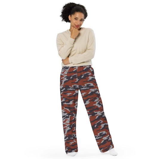 Russian Flora Red CAMO Unisex Wide-Leg Leisure Pants