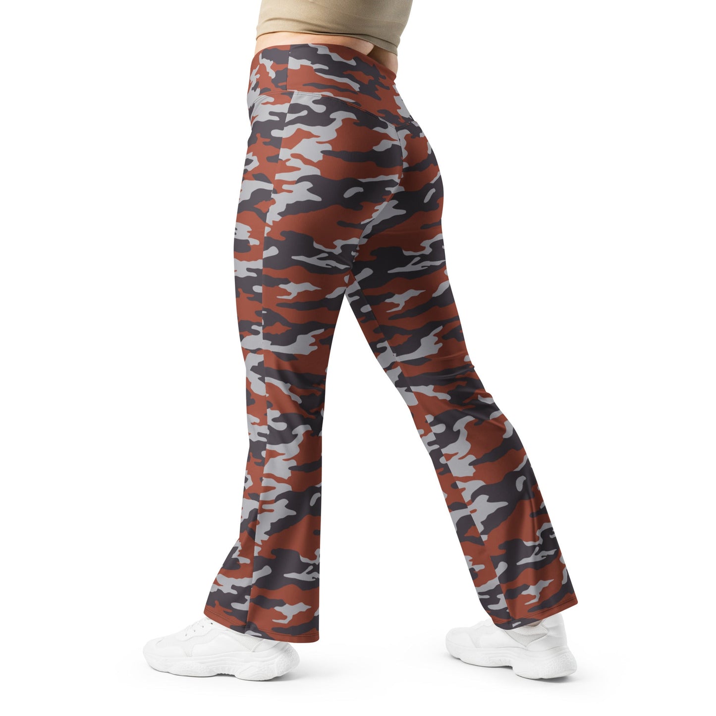 Russian Flora Red CAMO Womens Flare Leggings - 2XS