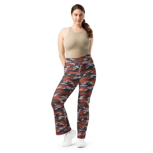 Russian Flora Red CAMO Womens Flare Leggings