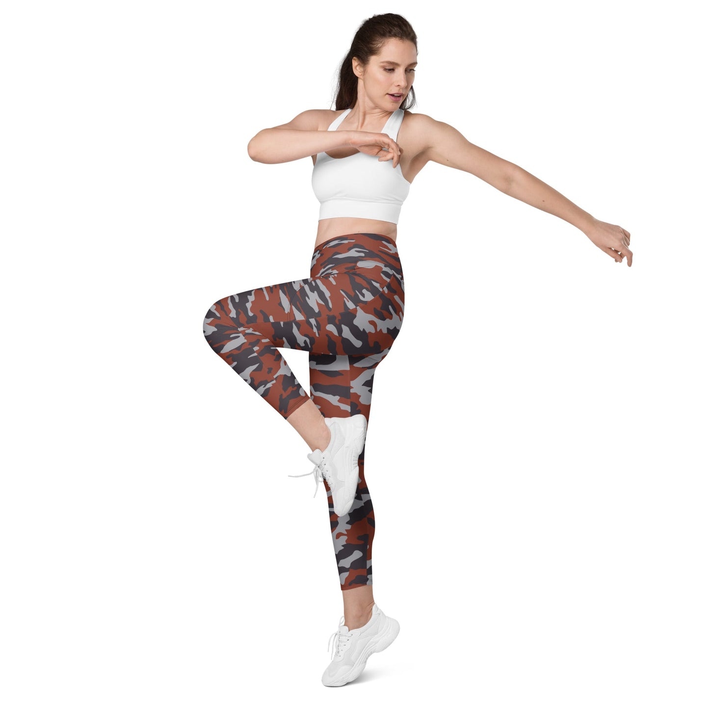Russian Flora Red CAMO Womens Leggings with Pockets