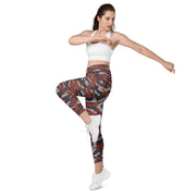 Flora Red Russian CAMO Womens Leggings with Pockets - Women