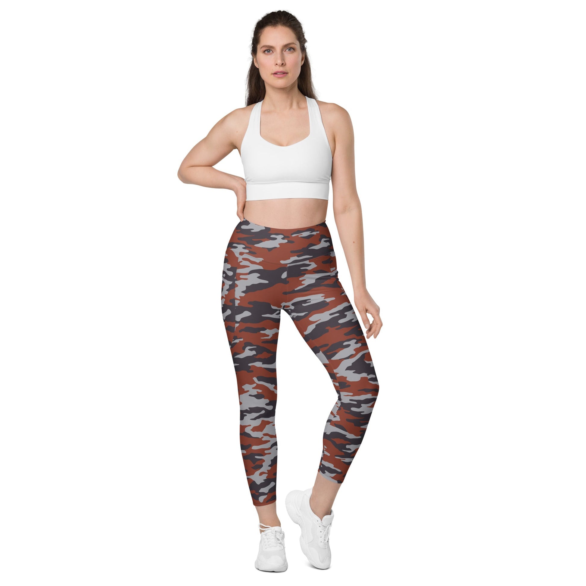 Russian Flora Red CAMO Womens Leggings with Pockets