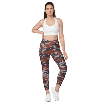 Russian Flora Red CAMO Womens Leggings with Pockets