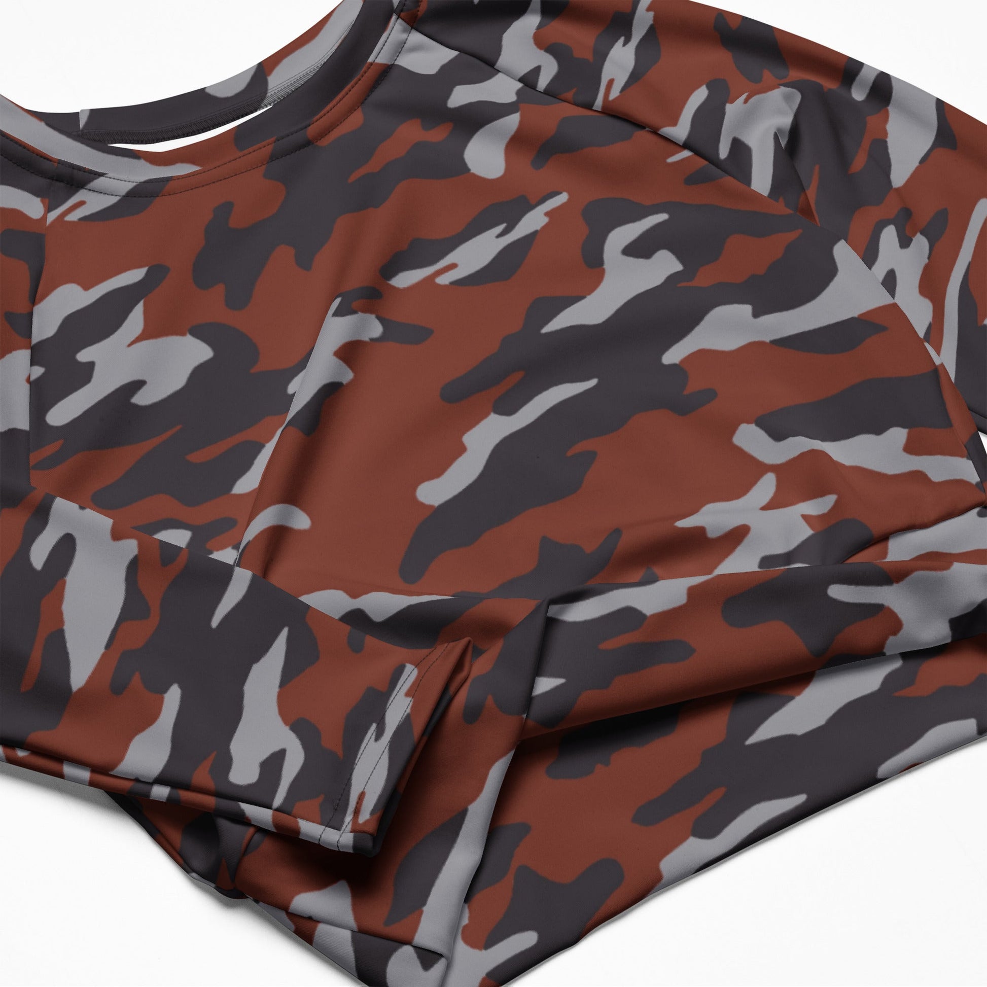 Russian Flora Red CAMO Womens Long-Sleeve Crop Top