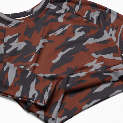 Russian Flora Red CAMO Womens Long-Sleeve Crop Top