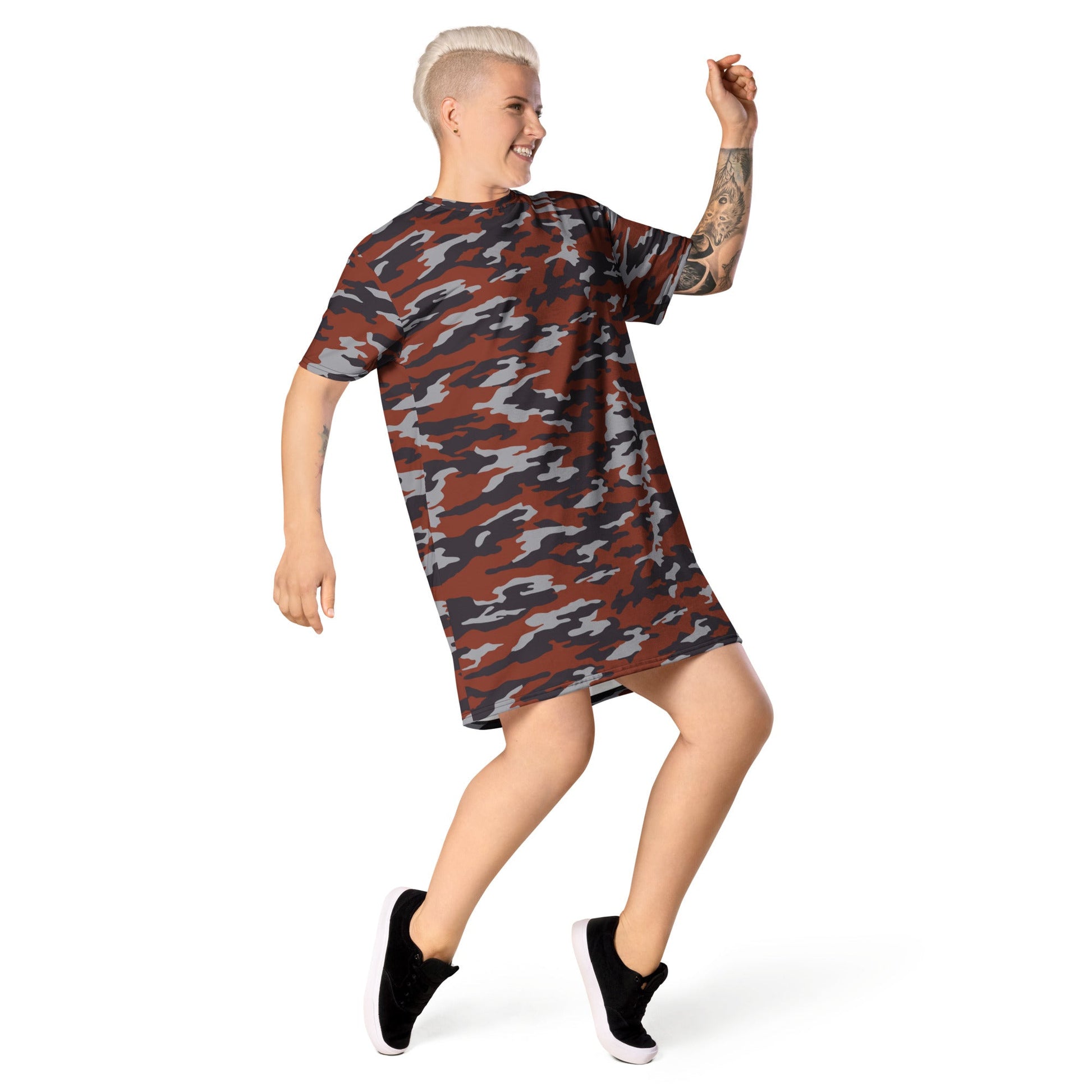 Russian Flora Red CAMO Womens T-Shirt Dress