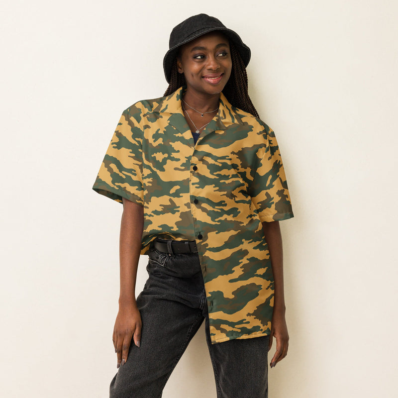 Flora Mountain Russian CAMO Unisex Short-Sleeve Button Shirt - Button-Up