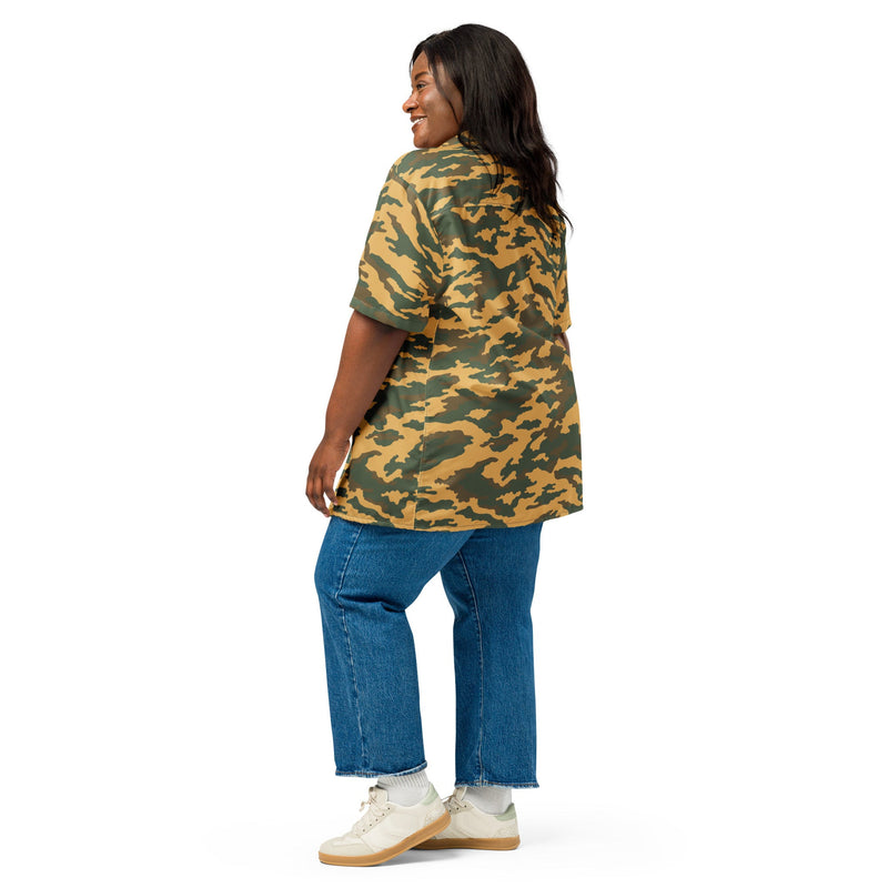 Flora Mountain Russian CAMO Unisex Short-Sleeve Button Shirt - Button-Up