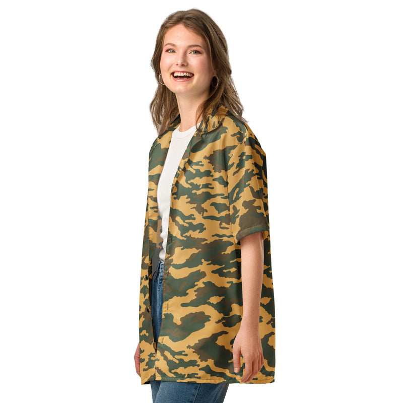 Flora Mountain Russian CAMO Unisex Short-Sleeve Button Shirt - Button-Up