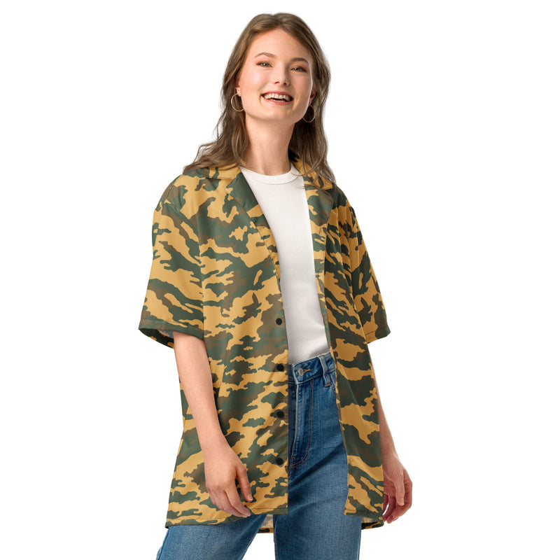 Flora Mountain Russian CAMO Unisex Short-Sleeve Button Shirt - Button-Up