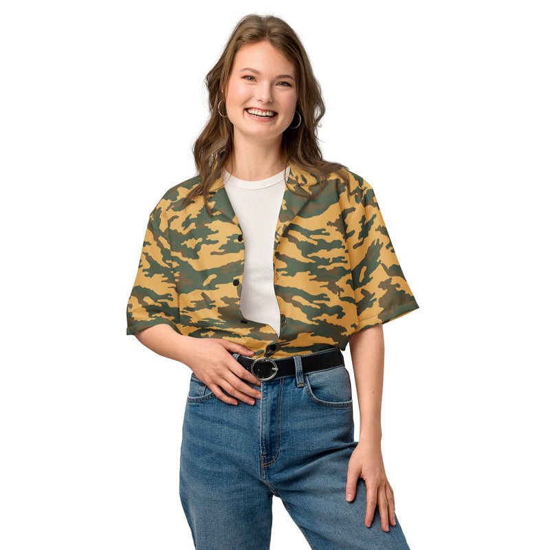 Flora Mountain Russian CAMO Unisex Short-Sleeve Button Shirt - Button-Up