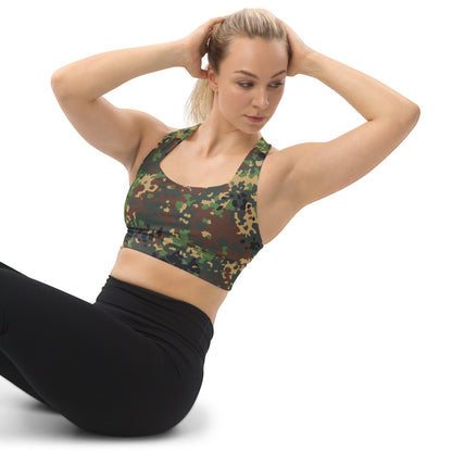 Russian Fracture (IZLOM) Woodland CAMO Longline sports bra - Womens Sports Bra