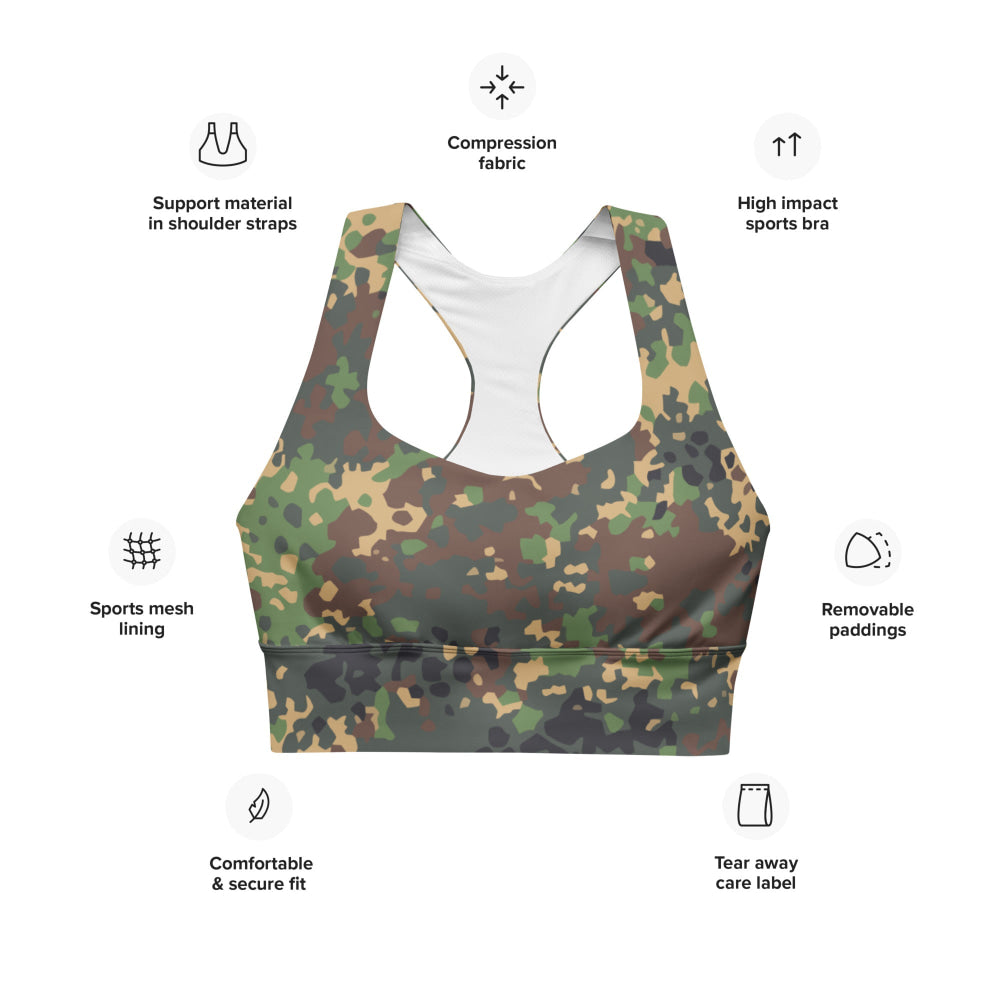 Russian Fracture (IZLOM) Woodland CAMO Longline sports bra - Womens Sports Bra