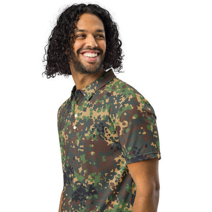 Russian Fracture (IZLOM) Woodland CAMO Men’s slim fit polo - Mens Slim Fit Polo