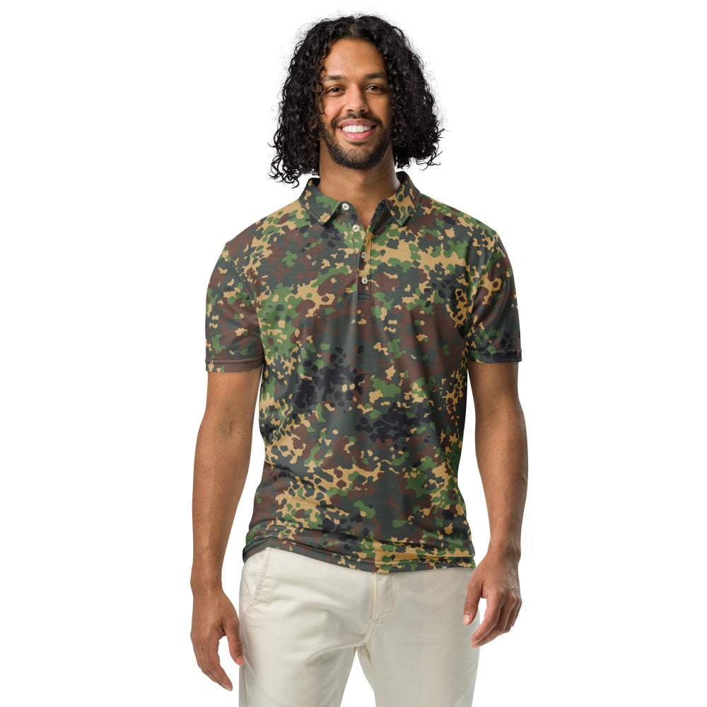 Russian Fracture (IZLOM) Woodland CAMO Men’s slim fit polo - Mens Slim Fit Polo