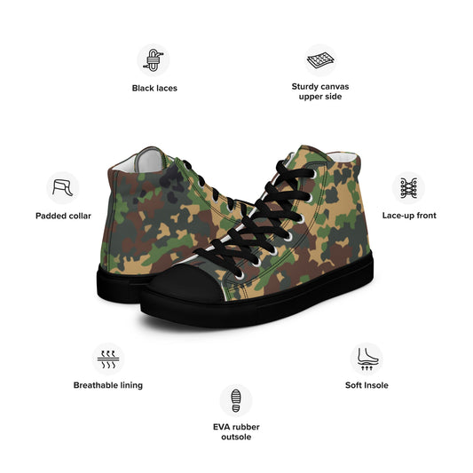 Russian IZLOM Fracture Woodland CAMO Mens high top canvas shoes - High Top Canvas Shoes