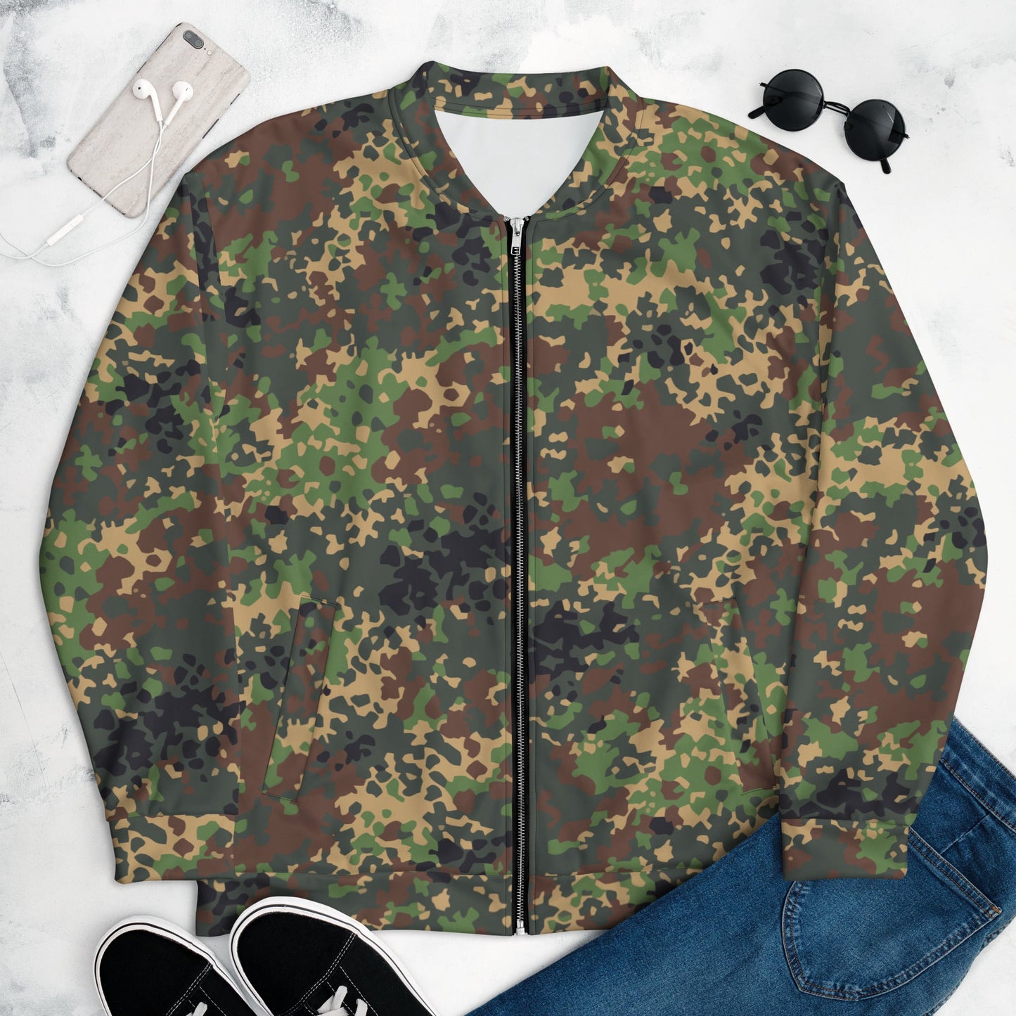Russian IZLOM Fracture Woodland CAMO Unisex Bomber Jacket - XS - Jackets