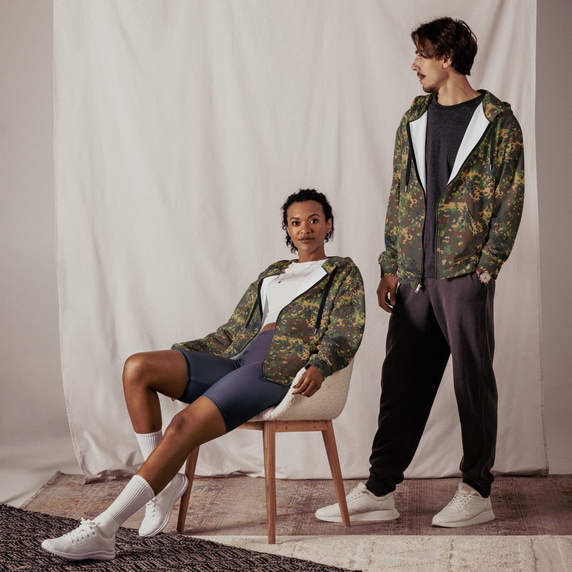 CAMO HQ - Russian IZLOM Fracture Woodland CAMO Unisex Zip Hoodie
