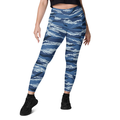 Russian Kamysh ANA Blue Tiger CAMO Leggings with pockets - Womens With Pockets