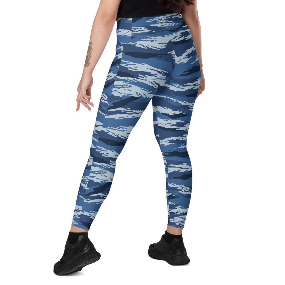 Russian Kamysh ANA Blue Tiger CAMO Leggings with pockets - Womens With Pockets