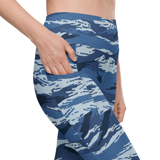 Russian Kamysh ANA Blue Tiger CAMO Leggings with pockets - Womens With Pockets