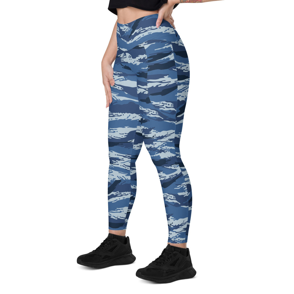 Russian Kamysh ANA Blue Tiger CAMO Leggings with pockets - Womens With Pockets