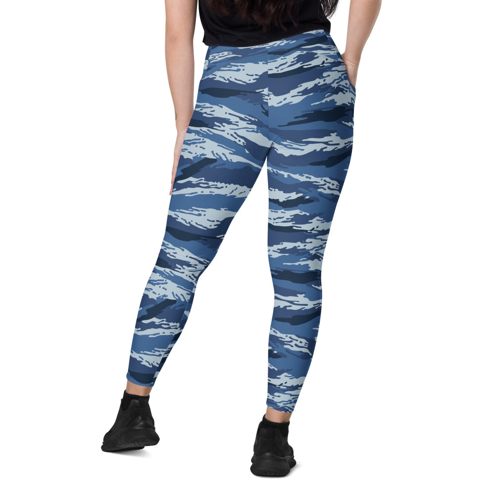 Russian Kamysh ANA Blue Tiger CAMO Leggings with pockets - Womens With Pockets