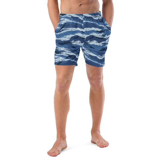Russian Kamysh ANA Blue Tiger CAMO Men’s swim trunks - 2XS - Mens Swim Trunks
