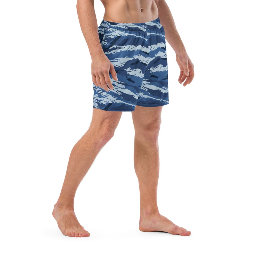 Russian Kamysh ANA Blue Tiger CAMO Men’s swim trunks - Mens Swim Trunks