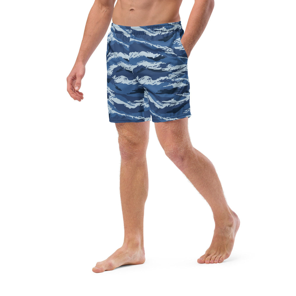 Russian Kamysh ANA Blue Tiger CAMO swim trunks - Mens Swim Trunks