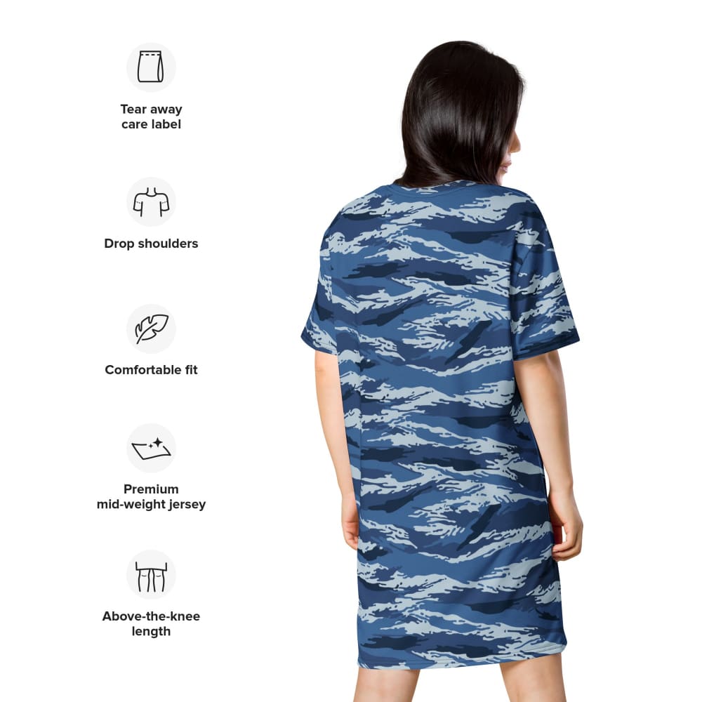Russian Kamysh ANA Blue Tiger CAMO T-shirt dress - Womens T-Shirt Dress