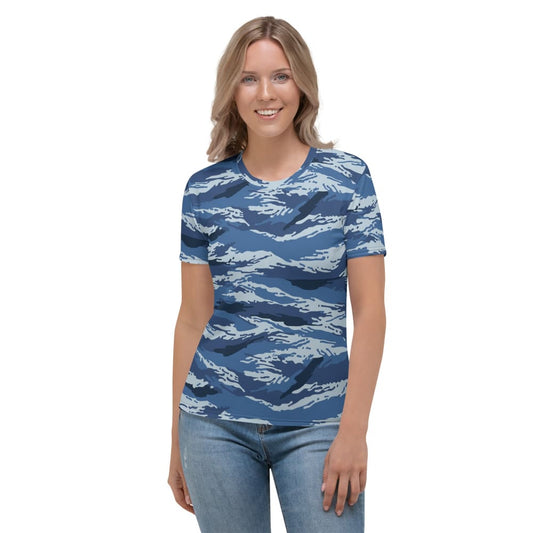 Russian Kamysh ANA Blue Tiger CAMO Women’s T-shirt - XS - Womens T-Shirt