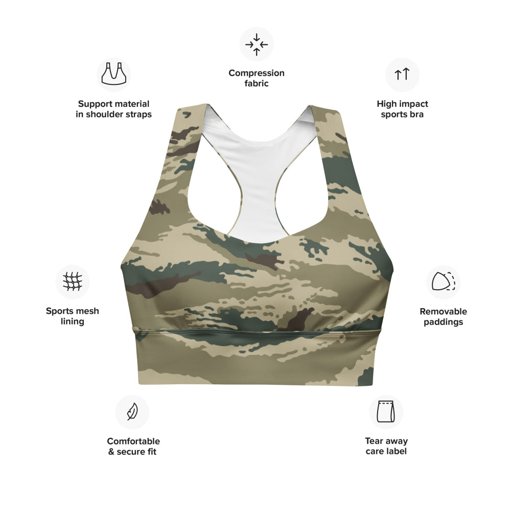 Russian Kamysh ANA Green Tiger CAMO Longline sports bra - Womens Sports Bra