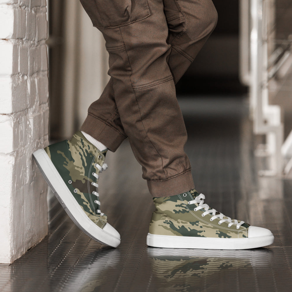 Russian Kamysh ANA Green Tiger CAMO Men’s high top canvas shoes - 5 - Mens High Top Canvas Shoes