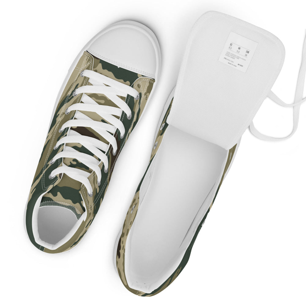 Russian Kamysh ANA Green Tiger CAMO Men’s high top canvas shoes - Mens High Top Canvas Shoes