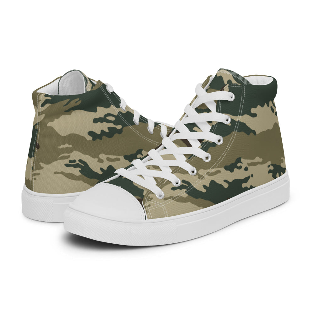 Russian Kamysh ANA Green Tiger CAMO Men’s high top canvas shoes - Mens High Top Canvas Shoes