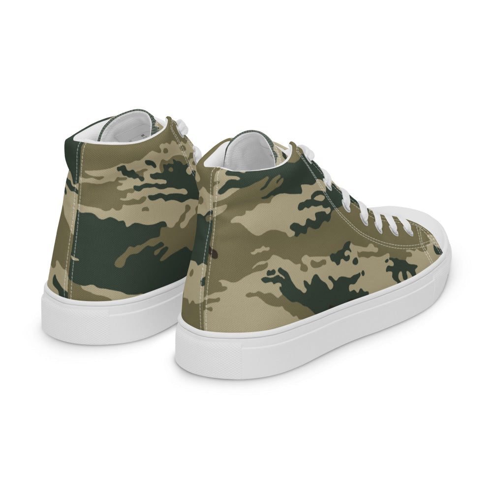 Russian Kamysh ANA Green Tiger CAMO Men’s high top canvas shoes - Mens High Top Canvas Shoes