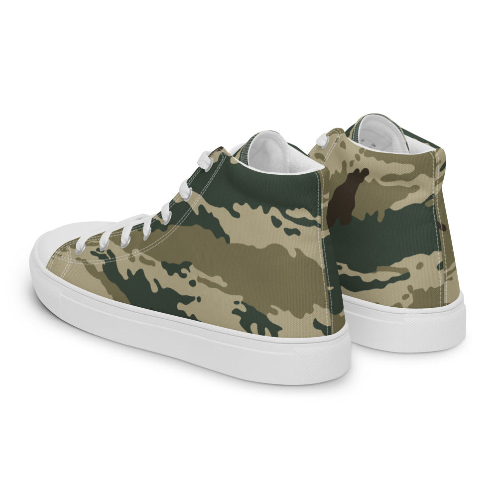 Russian Kamysh ANA Green Tiger CAMO Men’s high top canvas shoes - Mens High Top Canvas Shoes