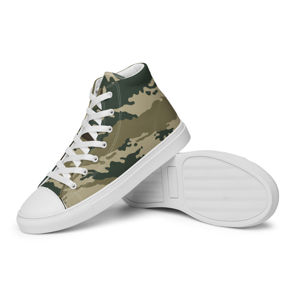 Russian Kamysh ANA Green Tiger CAMO Men’s high top canvas shoes - Mens High Top Canvas Shoes