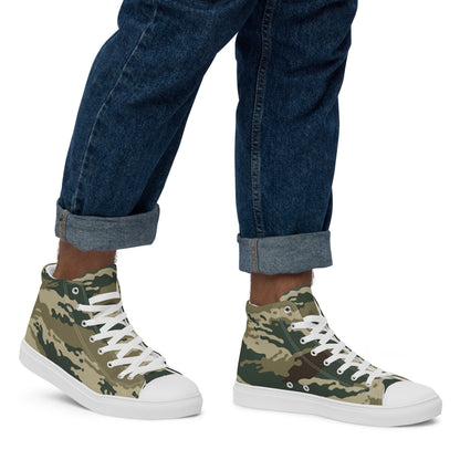 Russian Kamysh ANA Green Tiger CAMO Men’s high top canvas shoes - Mens High Top Canvas Shoes