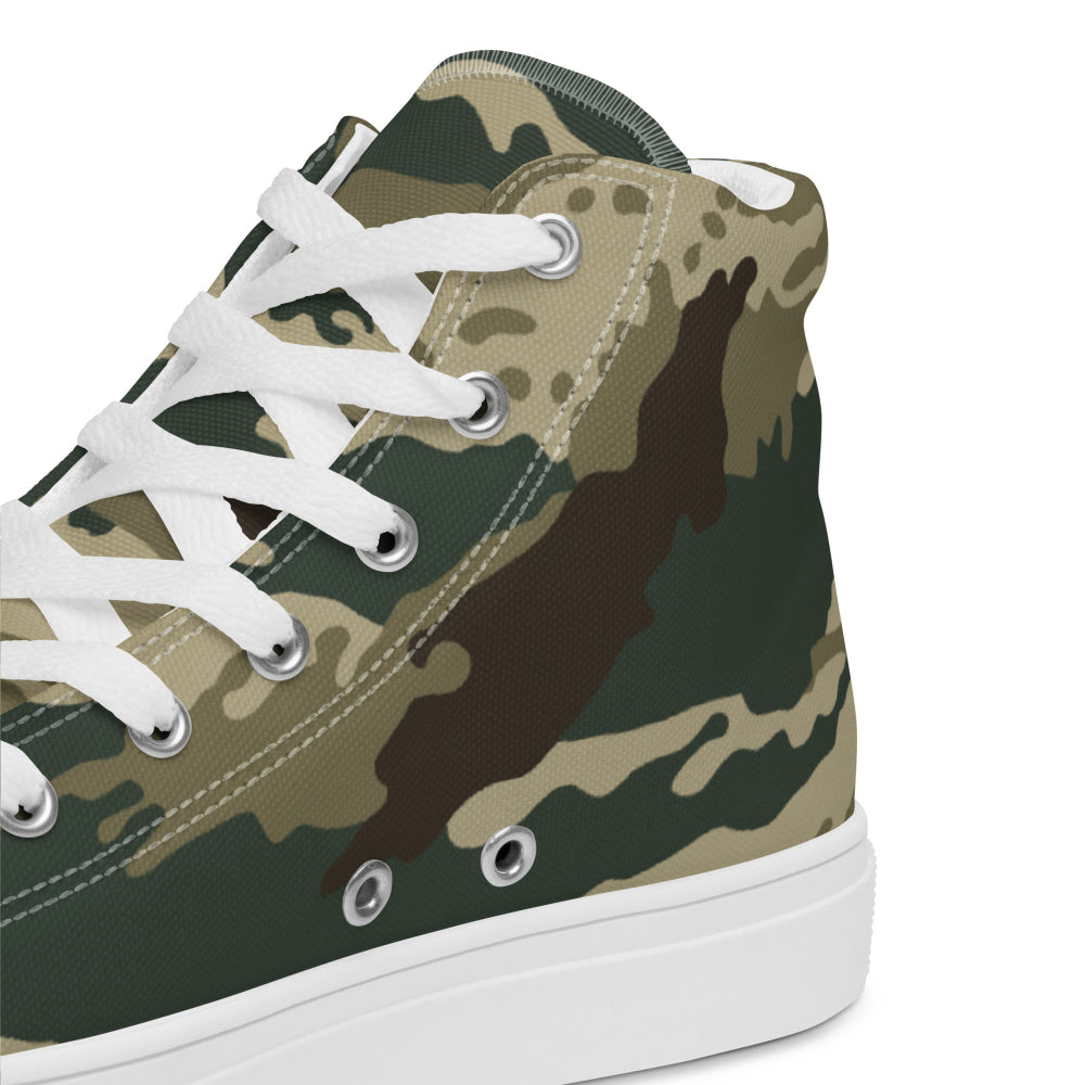 Russian Kamysh ANA Green Tiger CAMO Men’s high top canvas shoes - Mens High Top Canvas Shoes