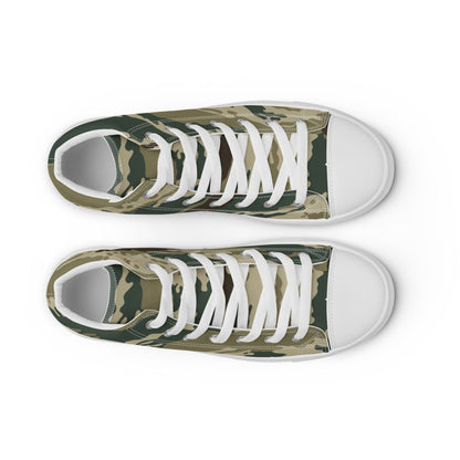 Russian Kamysh ANA Green Tiger CAMO Men’s high top canvas shoes - Mens High Top Canvas Shoes