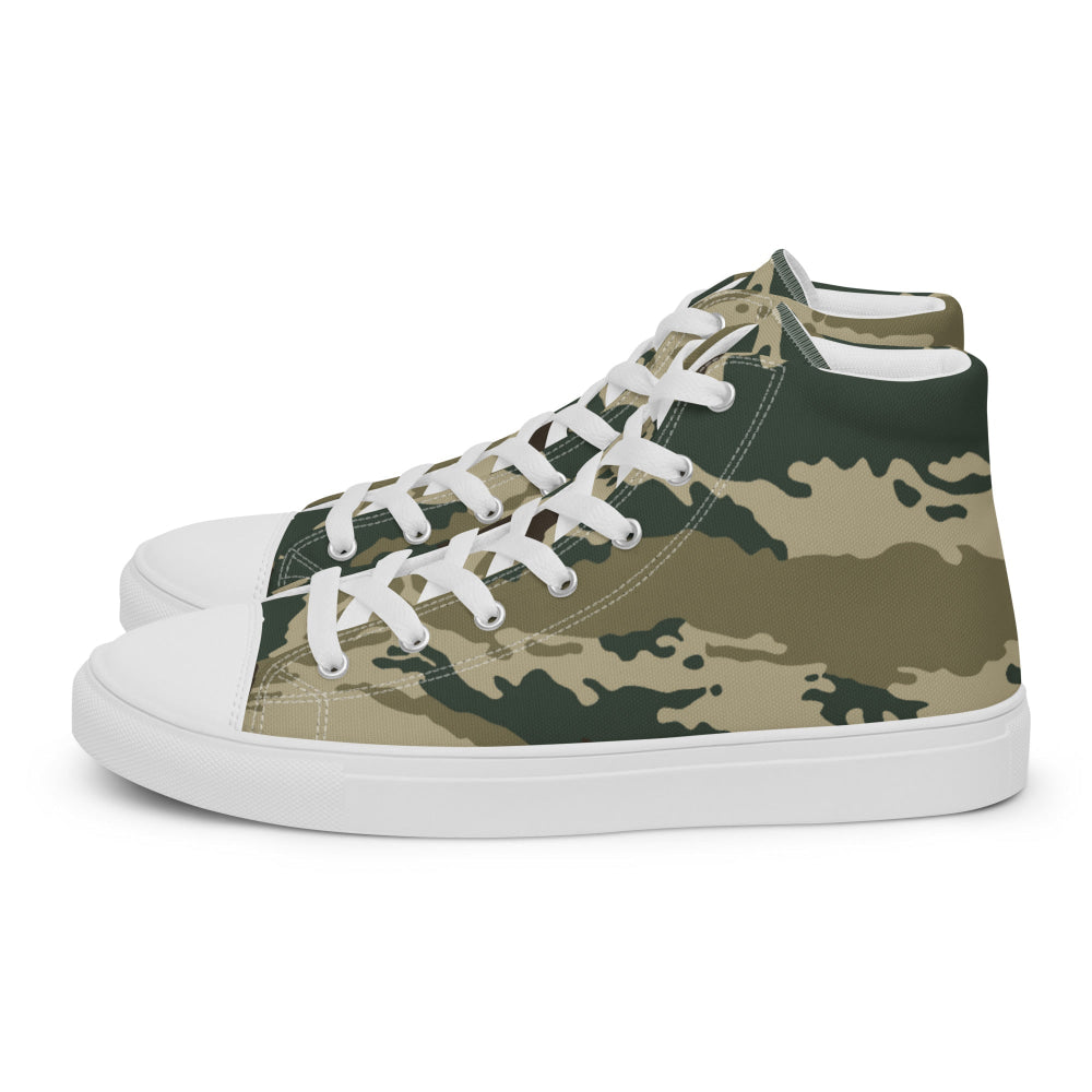 Russian Kamysh ANA Green Tiger CAMO Men’s high top canvas shoes - Mens High Top Canvas Shoes