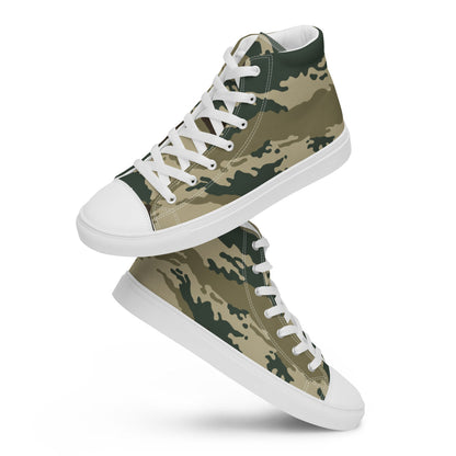 Russian Kamysh ANA Green Tiger CAMO Men’s high top canvas shoes - Mens High Top Canvas Shoes