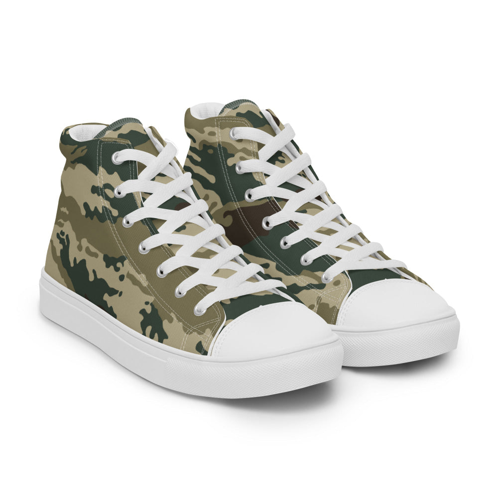 Russian Kamysh ANA Green Tiger CAMO Men’s high top canvas shoes - Mens High Top Canvas Shoes