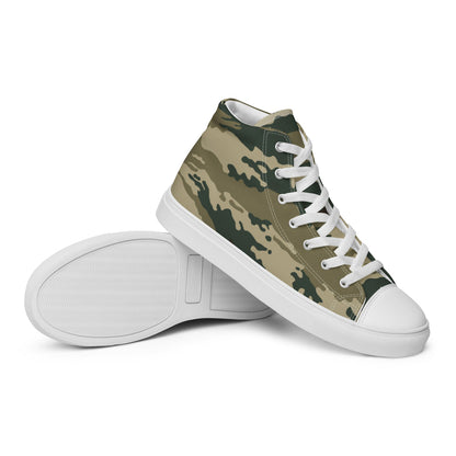 Russian Kamysh ANA Green Tiger CAMO Men’s high top canvas shoes - Mens High Top Canvas Shoes