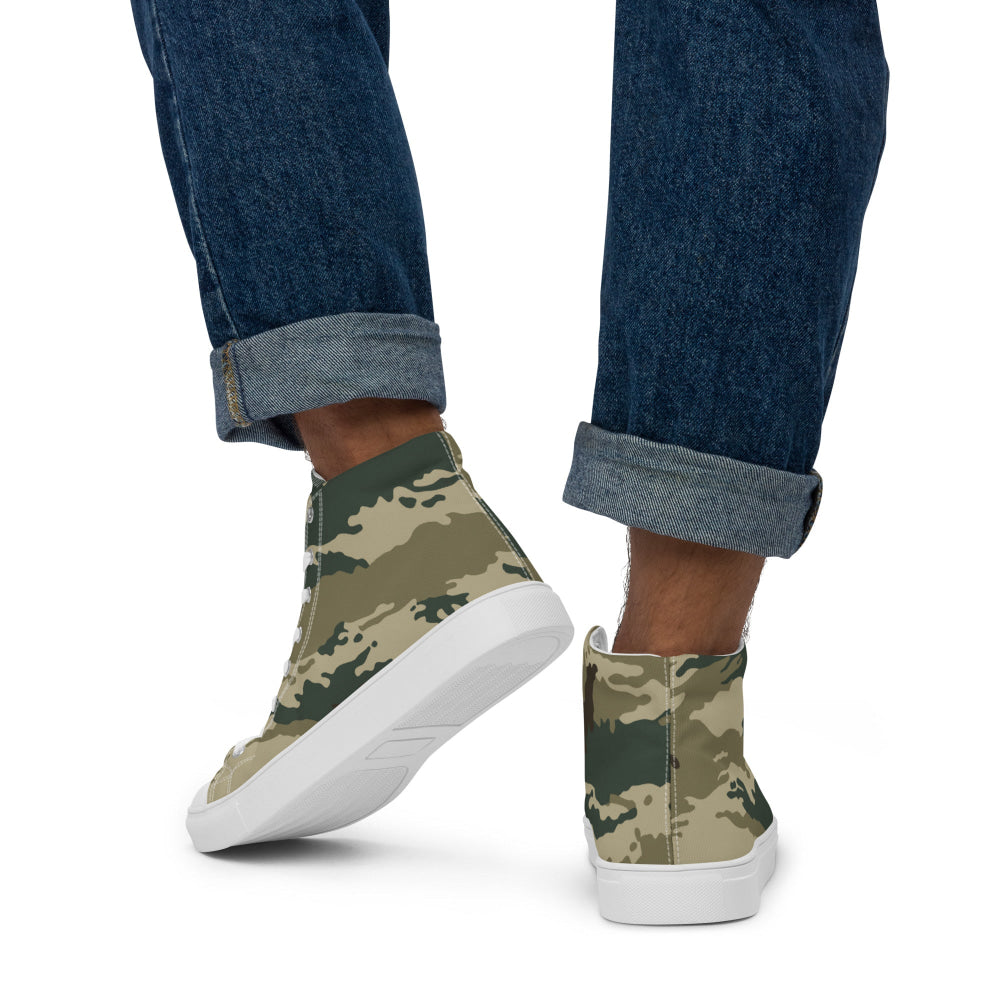 Russian Kamysh ANA Green Tiger CAMO Men’s high top canvas shoes - Mens High Top Canvas Shoes